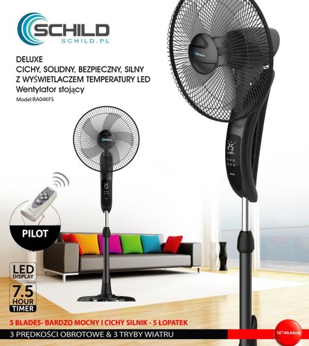 16" DUŻY MOCNY WIATRAK SCHILD RA04KFS LCD PODŁOGOWY WENTYLATOR STOJĄCY na Arena.pl