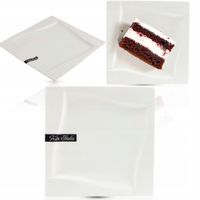 TALERZ DESEROWY 18CM KWADRATOWY VIVA PORCELANOWY BIAŁY NA TORT PRZYSTAWKI