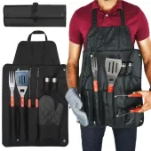 FARTUCH DO GRILLOWANIA GRILL ZESTAW 7 NARZĘDZI DO GRILLA BBQ