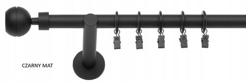 KARNISZ POJEDYNCZY 200 CM 19 MM CZARNY MAT BIAŁY MAT WYBÓR ZAKOŃCZEŃ RENA na Arena.pl