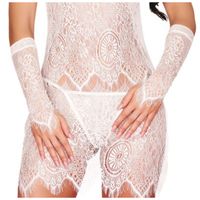 BIAŁE RĘKAWICZKI DO ŁOKCI KORONKOWE RĘKAWICZKI DŁUGIE MITENKI L/XL