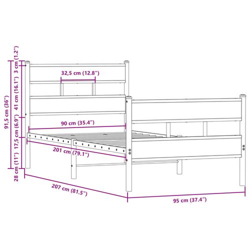 Łóżko z wezgłowiem i zanóżkiem, bez materaca, 90x200 cm na Arena.pl