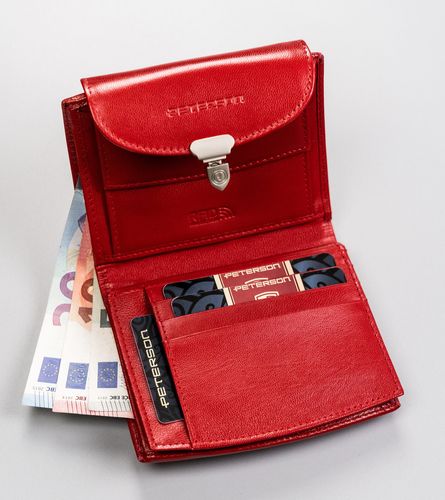 skórzany portfel damski z systemem rfid zapinany na zatrzask - peterson na Arena.pl