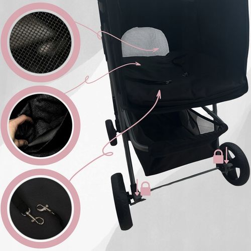 WÓZEK SPACEROWY DLA PSA KOTA Z PODUSZKĄ SKŁADANY TRANSPORTER 20 KG CZARNY na Arena.pl