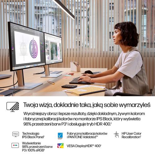 Monitor HP Series 7 Pro 727pu QHD 27 cali IPS Black 120Hz 2560x1440 HDMI DisplayPort Thunderbolt USB-C VESA pivot 8J9E6UT na Arena.pl