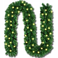 GIRLANDA CHOINKOWA świąteczna 300cm łańcuch GĘSTA JAK ŻYWA + LAMPKI 50 LED