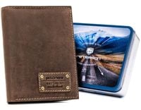 portfel męski z retro skóry nubukowej - peterson