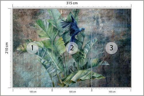 Fototapeta Do Salonu Liście Natura Papuga ABSTRAKCJA 315cm x 210cm na Arena.pl