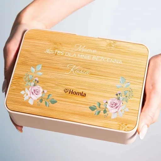 Organizer pojemnik różowy z lusterkiem NADRUK własny PREZENT URODZINY zdjęcie 3