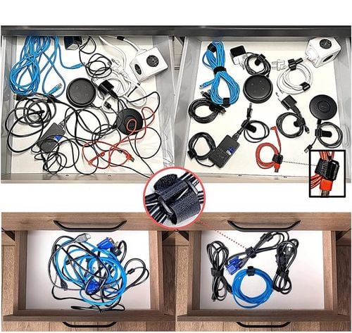 Opaski Kablowe Rzepowe 5 Metrów z 25 Klamrami Czarne Organizator Kabli na Arena.pl