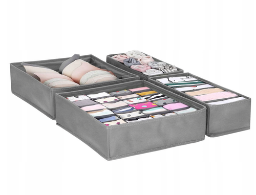 Organizer na bieliznę skarpetki do szuflady garderoby szary komplet 4 szt na Arena.pl