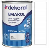 EMAKOL STRONG EMALIA DO DREWNA I METALU BIAŁY POŁYSK RAL 9003 0.9L