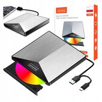 Zewnętrzny Napęd Odtwarzacz DVD CD USB-C 3.0 Nagrywarka do Laptopa Komputer