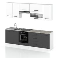 Meble Kuchenne Zestaw Kuchnia Marocco 2.6m Pojemny Modułowy Biały Szary Mat