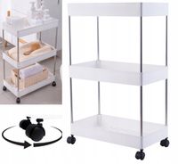 MOBILNA SZAFKA REGAŁ NA KÓŁKACH PÓŁKA ŁAZIENKOWA Z HACZYKAMI