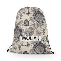 WORKO-PLECAK z Twoim imieniem Czarne kwiaty 042