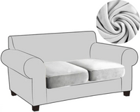 2X POKROWIEC SIEDZISKO OPARCIE WELUR JASNY SZARY