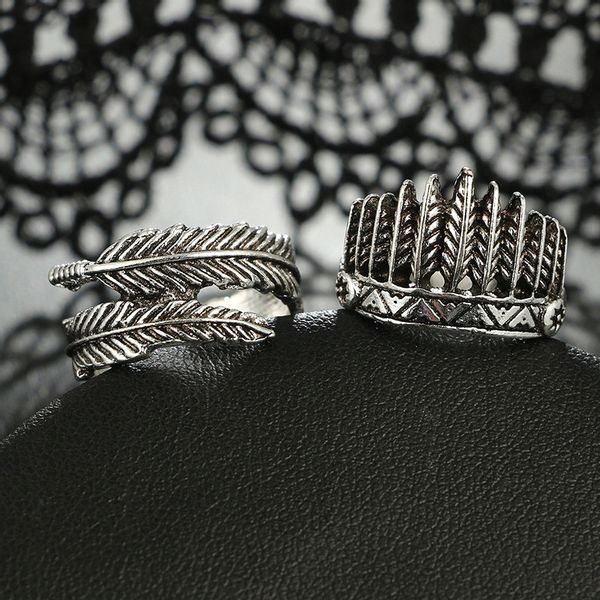 Srebrny ZESTAW PIERŚCIONKÓW RETRO PUNK BOHO 08 zdjęcie 5