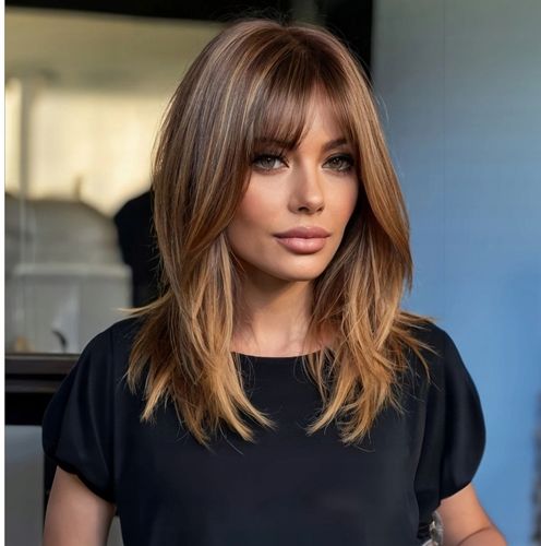 Peruka Tkana Damska Ciemno-Brązowa Elegancki Prosty Strój z Frędzlami na Arena.pl