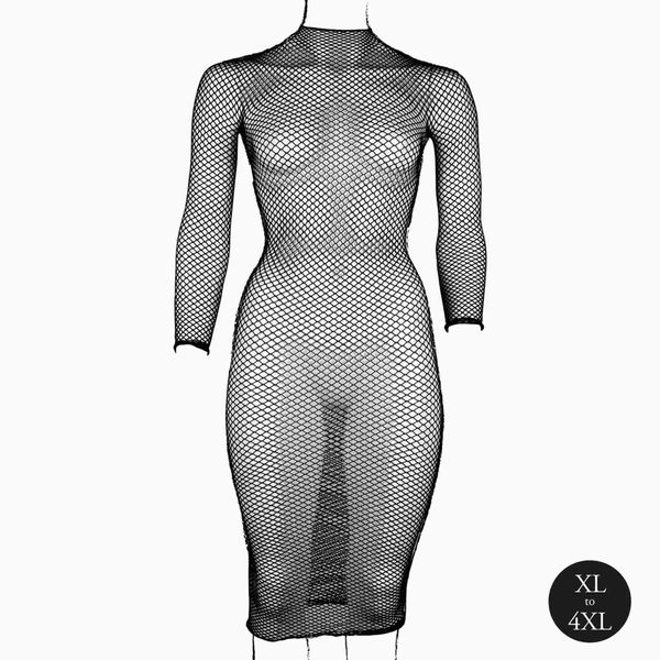 Long Dress With Fishnet Structure And Turtle Neck. zdjęcie 9