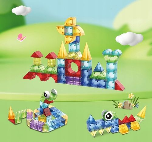 ŚWIECĄCE KLOCKI MAGNETYCZNE KONSTRUKCYJNE 3D134 elementów na Arena.pl