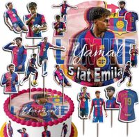 ZESTAW OPŁATEK NA TORT 20CM + TOPPERY - LAMINE YAMAL SPORT+ IMIĘ 15CM 18CM