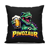 Piwozaur - czarna poduszka na prezent ŚMIESZNY GADŻET DINOZAUR TATA