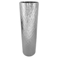 WAZON CERAMICZNY SREBRNY WYSOKI FLAKON NA KWIATY GAŁĄZKI PODŁOGOWY 45 cm