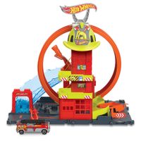 HOT WHEELS CITY ZESTAW TORÓW REMIZA STRAŻACKA SUPERPĘTLA HKX41 + AUTKO