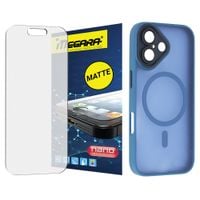 Szkło hybrydowe do iPhone 17 MATOWE + MagSafe ETUI niebieskie TPU
