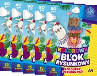 BLOK RYSUNKOWY KOLOROWY A4 Astra 15 KARTEK INTENSYWNE KOLORY x 5 szt