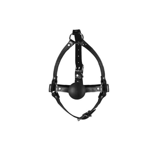 Head Harness With Solid Ball Gag - Black zdjęcie 8