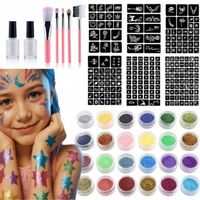 BŁYSKAJĄCE TATUAŻE DLA DZIECI Zmywalne + 6 arkuszy/220 szt. SZABLONY DIY