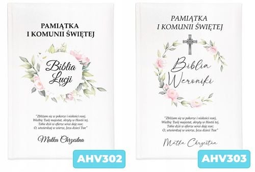BIBLIA OBRAZKOWA Pamiątka KOMUNII ŚWIĘTEJ TWOJE IMIĘ PREZENT OD CHRZESTNEGO na Arena.pl