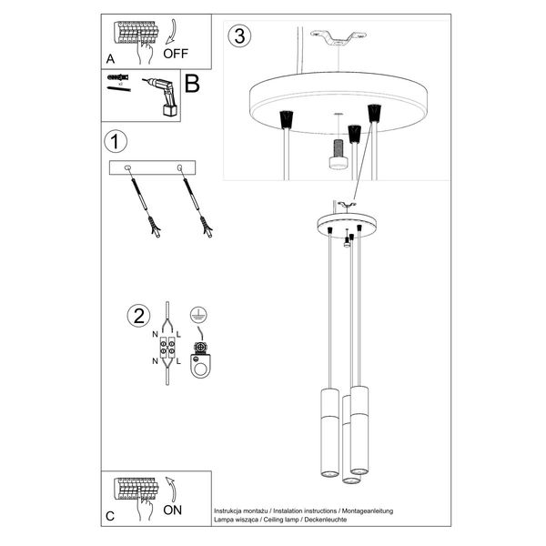 Lampa wisząca PABLO 3P biała zdjęcie 5