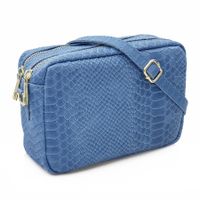 VERA PELLE torebka skórzana listonoszka kroko z paskiem V401 c.jeansowa