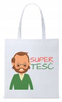 Dla Teścia Taty Prezent Torba Eco Biała Shopper Z Nadrukiem Ze Zdjęciem
