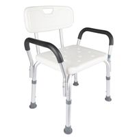 KRZESŁO PRYSZNICOWE Z OPARCIEM I PODŁOKIETNIKAMI TABORET POD PRYSZNIC