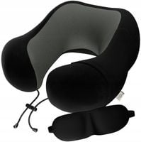 PODUSZKA PODRÓŻNA ROGAL NA SZYJE DO SAMOLOTU MIOWI CZARNA + OPASKA