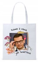 Mateusz Morawiecki Pis Torba Eco Biała Shopper Z Nadrukiem Ze Zdjęciem