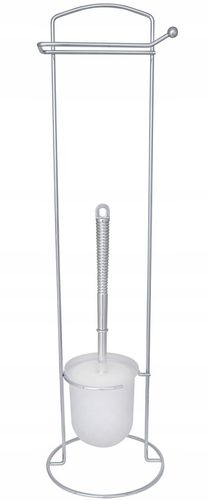 Stojak z uchwytem na papier toaletowy i szczotka do WC chrom srebrny na Arena.pl