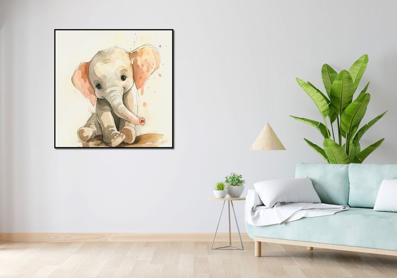 Plakat 100x100cm Siwy Słonik zdjęcie 4