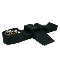 Piankowy plac zabaw z mostkiem i z basenem micro grafitowy + 100 piłek (stare złoto, metaliczny grafit, perła)