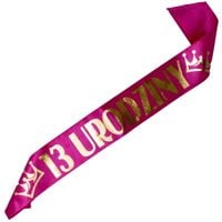 Ciemnoróżowa szarfa 13 Urodziny z koronami