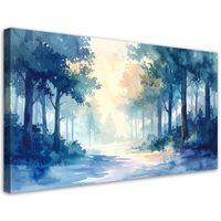 Obraz do salonu sypialni biura, Mglisty Las Pastelowy 100x50