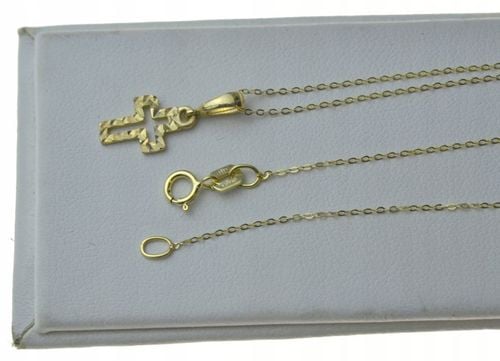 Złoty Łańcuszek z Krzyżykiem dla dziewczynki 585 Na Komunię + Prezent na Arena.pl
