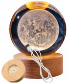 Szklana Kula 3D Księżyc- Lampa Nocna LED USB - Gadżet na Biurko  - KKS