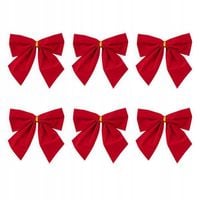 KOKARDY DEKORACYJNE NA CHOINKĘ PREZENTY CZERWONE 6 szt