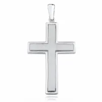 ELEGANCKI DUŻY RODOWANY SATYNOWANY SREBRNY MĘSKI KRZYZYK KRZYZ SREBRO 925