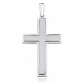 ELEGANCKI DUŻY RODOWANY SATYNOWANY SREBRNY MĘSKI KRZYZYK KRZYZ SREBRO 925